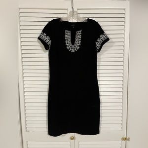 Talbots black dress with embroidery